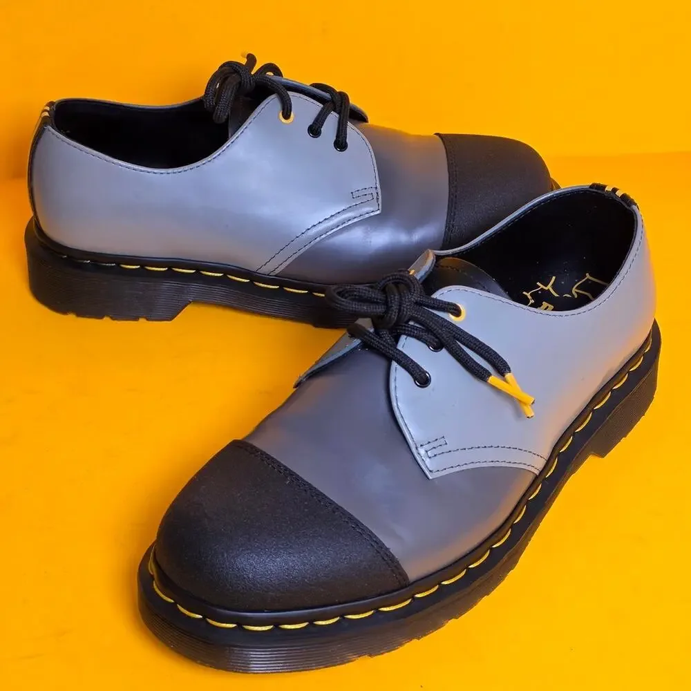 Dr Martens 1461 London Black Grey 3-Eye Oxfords Mens 8 Womens 9 New Old Stock